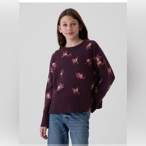 Gap Kids Oversized Sweater Floral Purple Girl’s Size M (8)